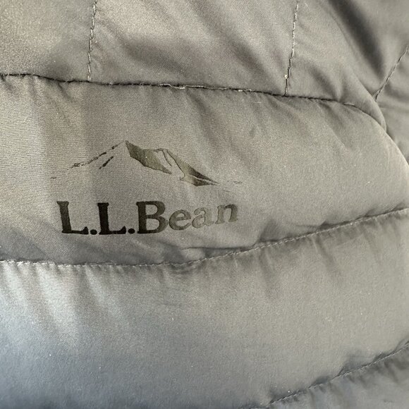 LL Bean Puffer Jacket Medium Gray 650 Down Fill Downtek Hooded Lined - Picture 3 of 14